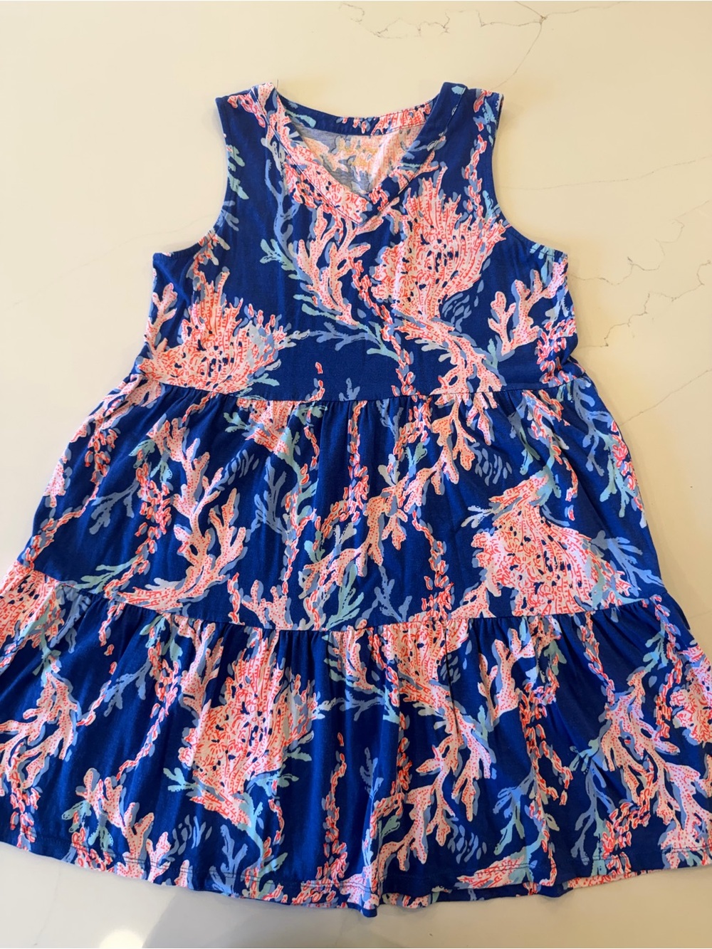 Lilly Pulitzer Navy Dress with Coral Pink & Light Blue Print